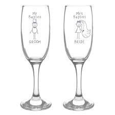 Personalised Purple Ronnie Wedding Mr & Mrs Flute Set